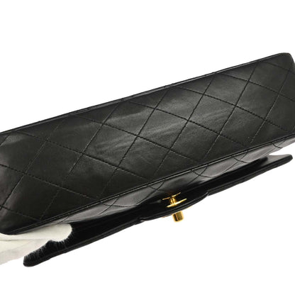 Chanel 1994-1996 Black Lambskin Medium Classic Double Flap Shoulder Bag