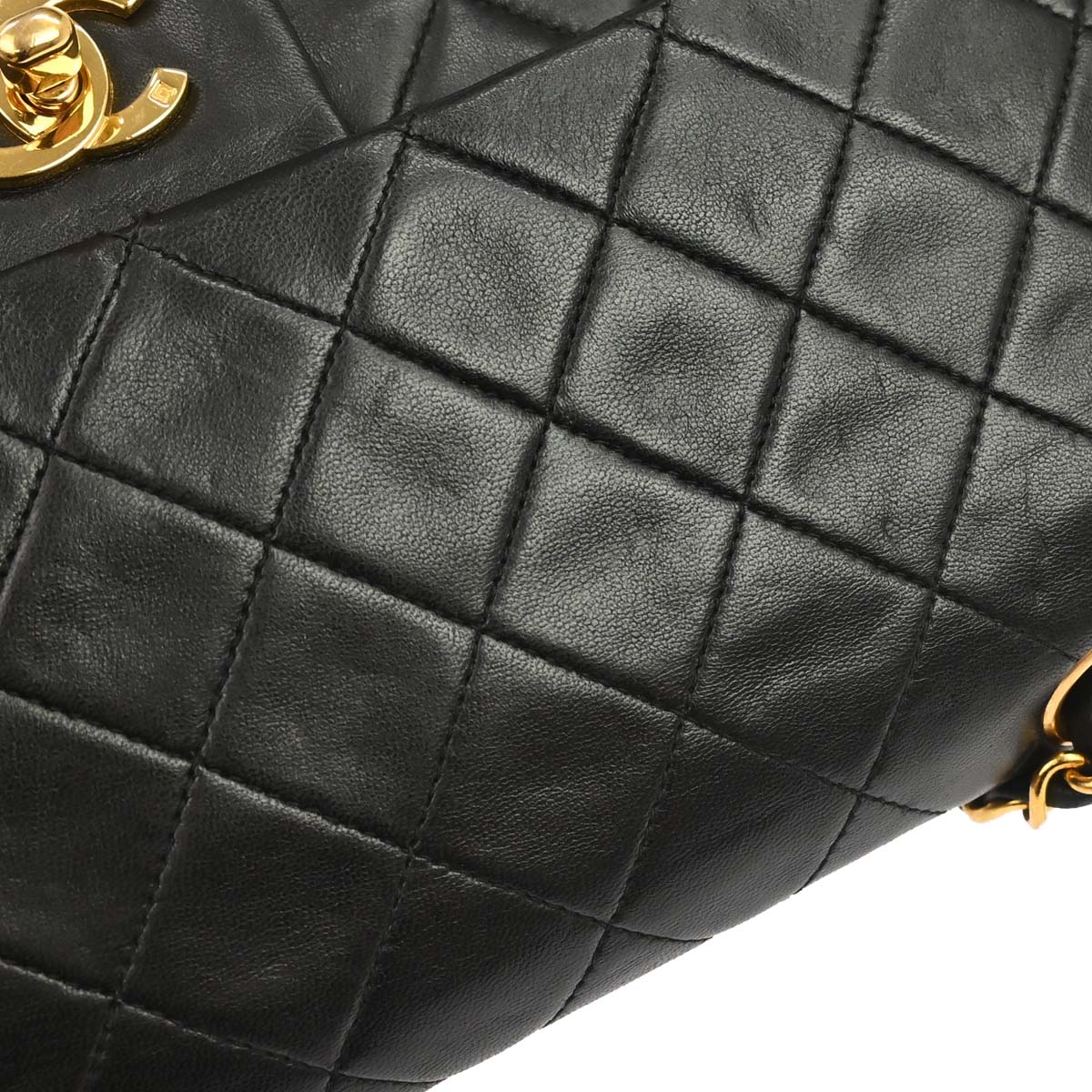 Chanel 1994-1996 Black Lambskin Medium Classic Double Flap Shoulder Bag