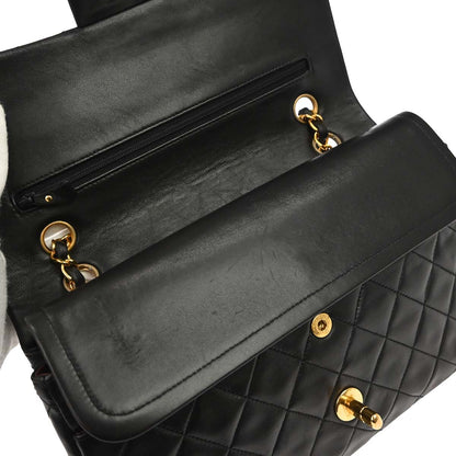Chanel 1994-1996 Black Lambskin Medium Classic Double Flap Shoulder Bag