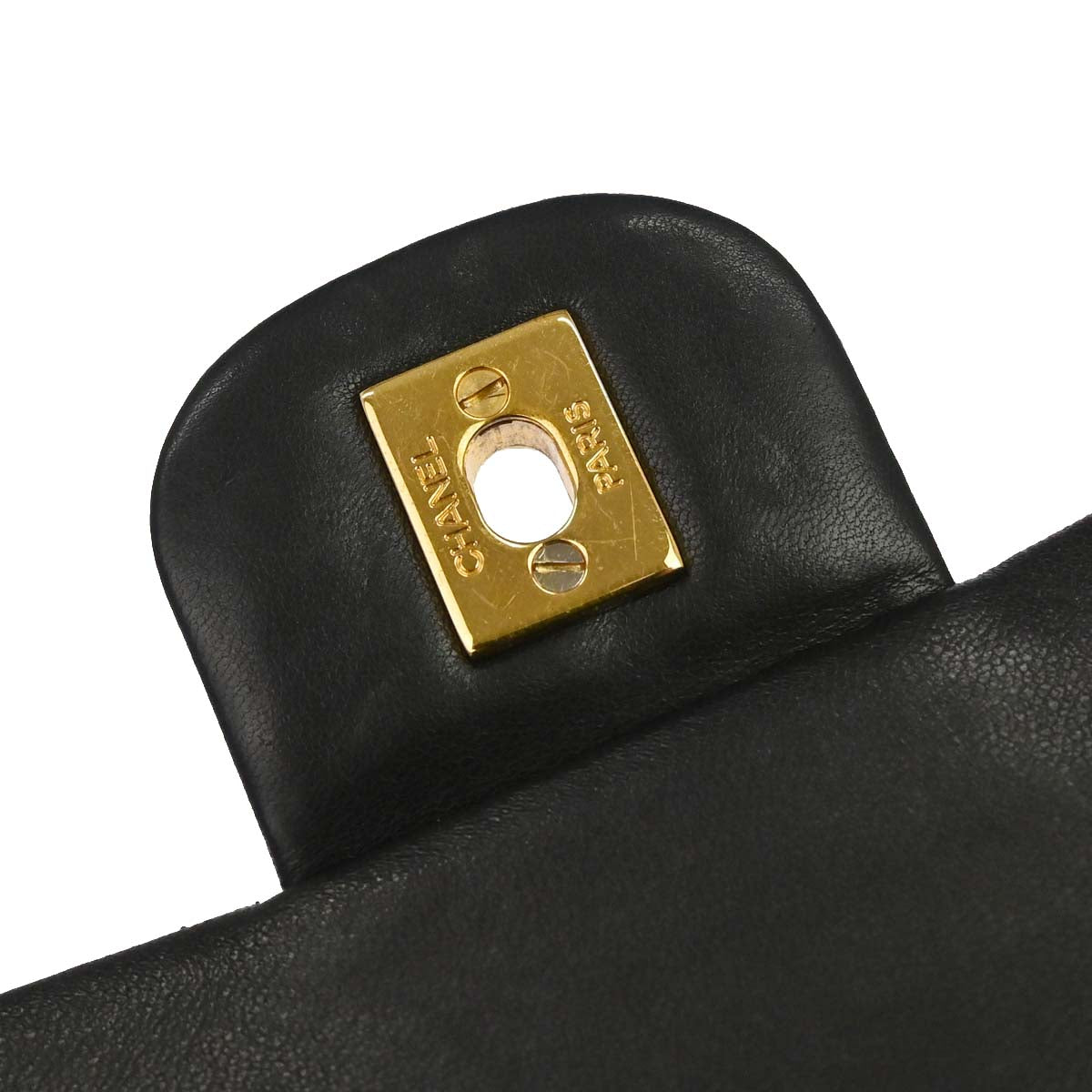 Chanel 1994-1996 Black Lambskin Medium Classic Double Flap Shoulder Bag