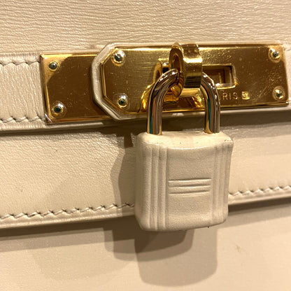 Hermes 2000 Beige Box Calf Kelly 32 Sellier 2way Shoulder Handbag