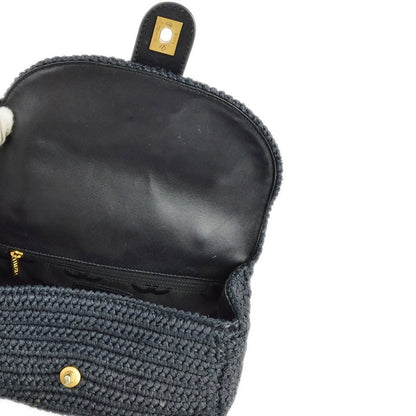 Chanel 2005-2006 Black Straw Chain Shoulder Bag