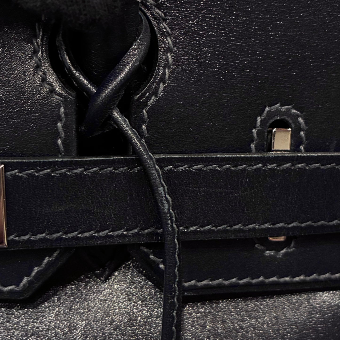 Hermes Blue Indigo Box Calf Birkin 30 Handbag