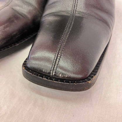 Chanel * Black Leather Short Boots Shoes #36 1/2