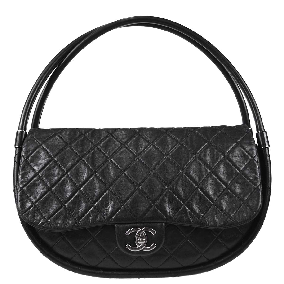 Chanel 2013-2014 Black Lambskin Large Hula Hoop Handbag