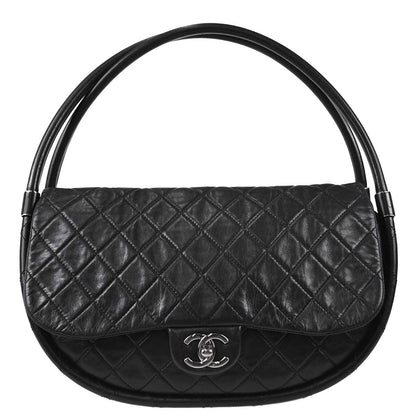 Chanel 2013-2014 Black Lambskin Large Hula Hoop Handbag