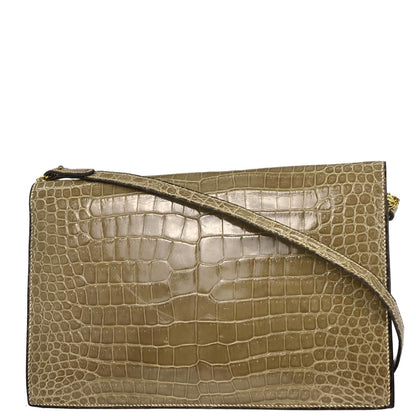 Hermes * Beige Crocodile Lydie Clutch Shoulder Bag