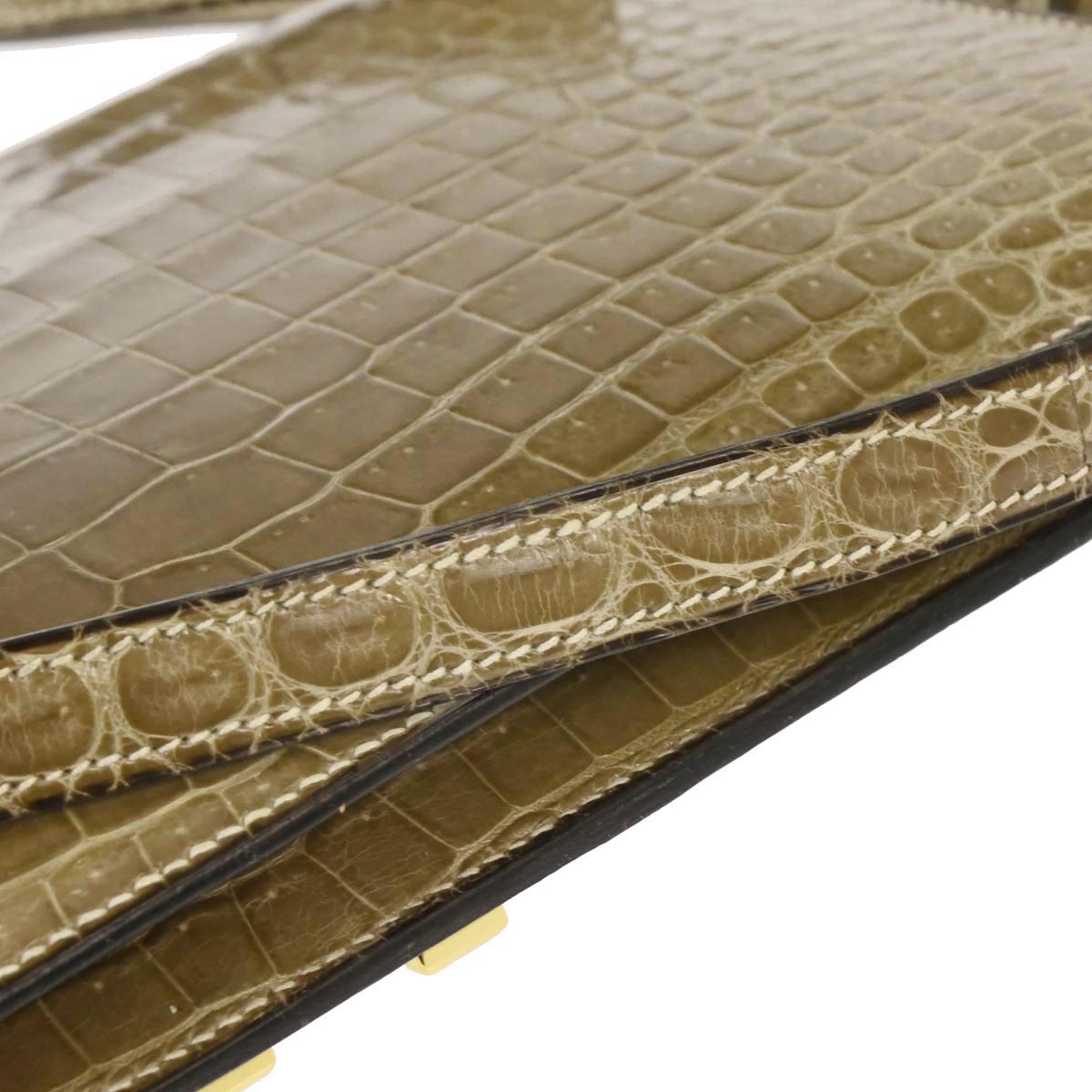 Hermes * Beige Crocodile Lydie Clutch Shoulder Bag