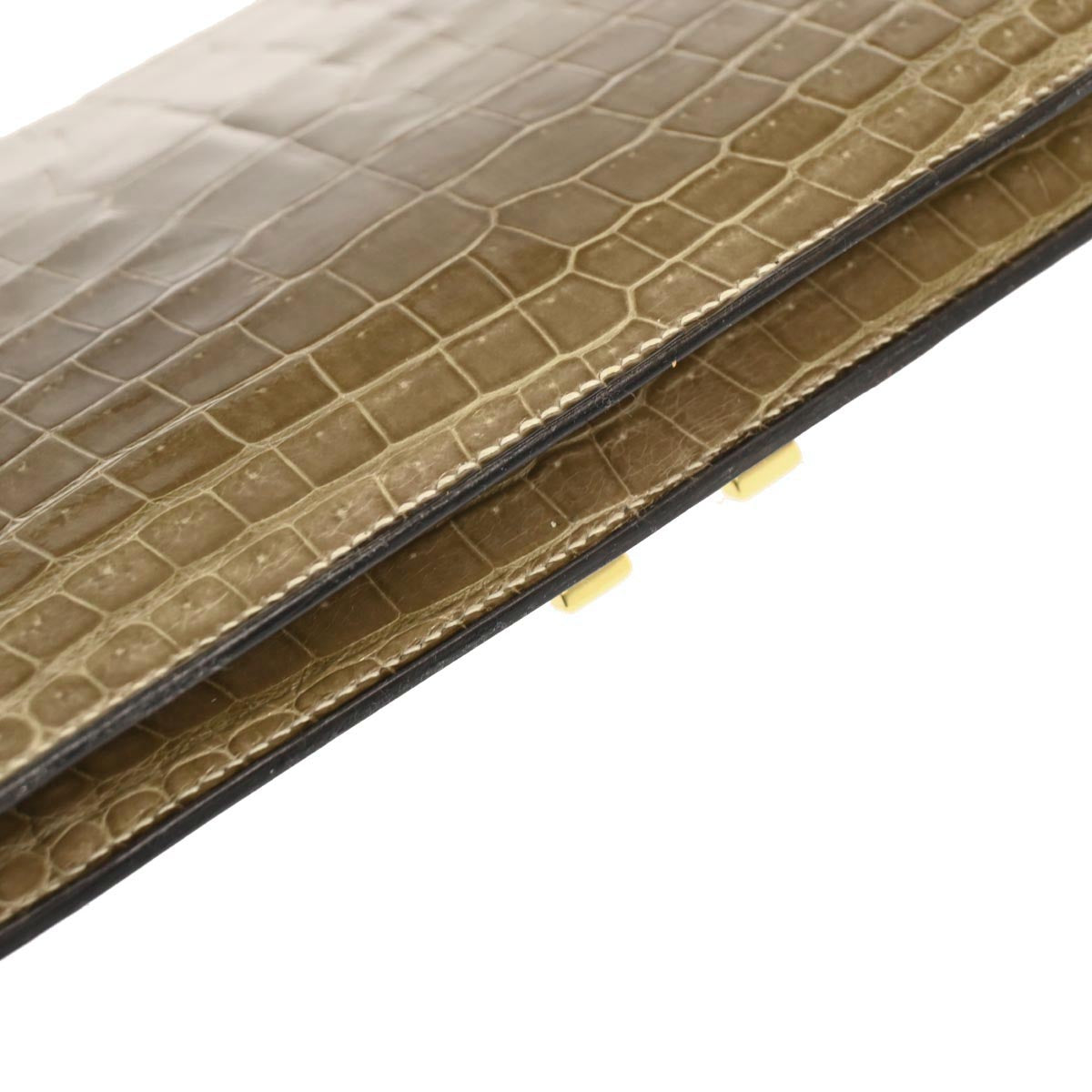 Hermes * Beige Crocodile Lydie Clutch Shoulder Bag