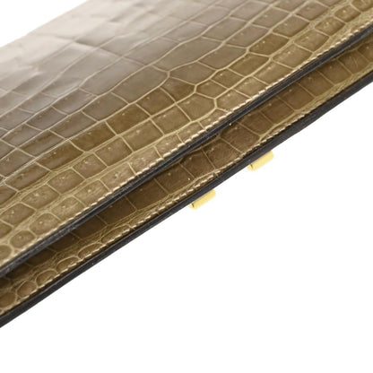 Hermes * Beige Crocodile Lydie Clutch Shoulder Bag