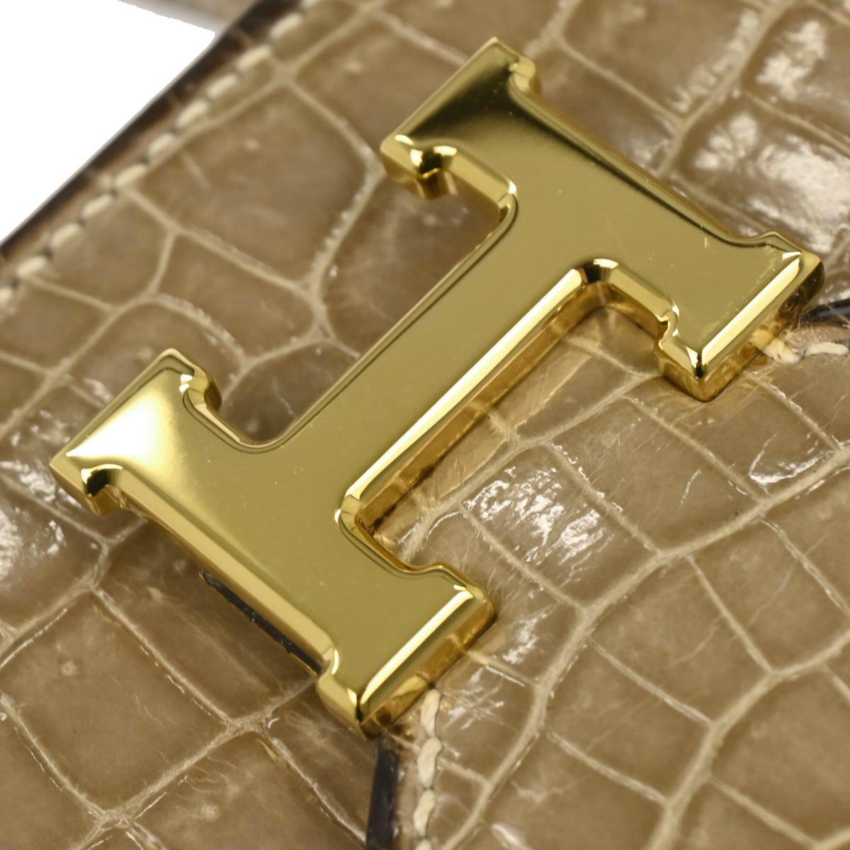 Hermes * Beige Crocodile Lydie Clutch Shoulder Bag
