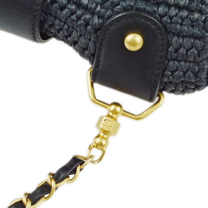 Chanel 2005-2006 Black Straw Chain Shoulder Bag