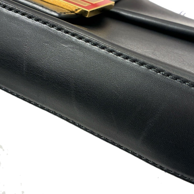 Fendi Black Leather Baguette Handbag