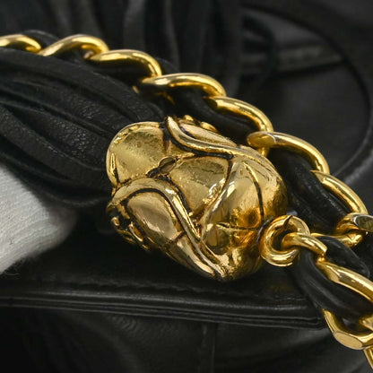 Chanel 1989-1991 Black Lambskin Jumbo CC Tassel Single Chain Shoulder Bag