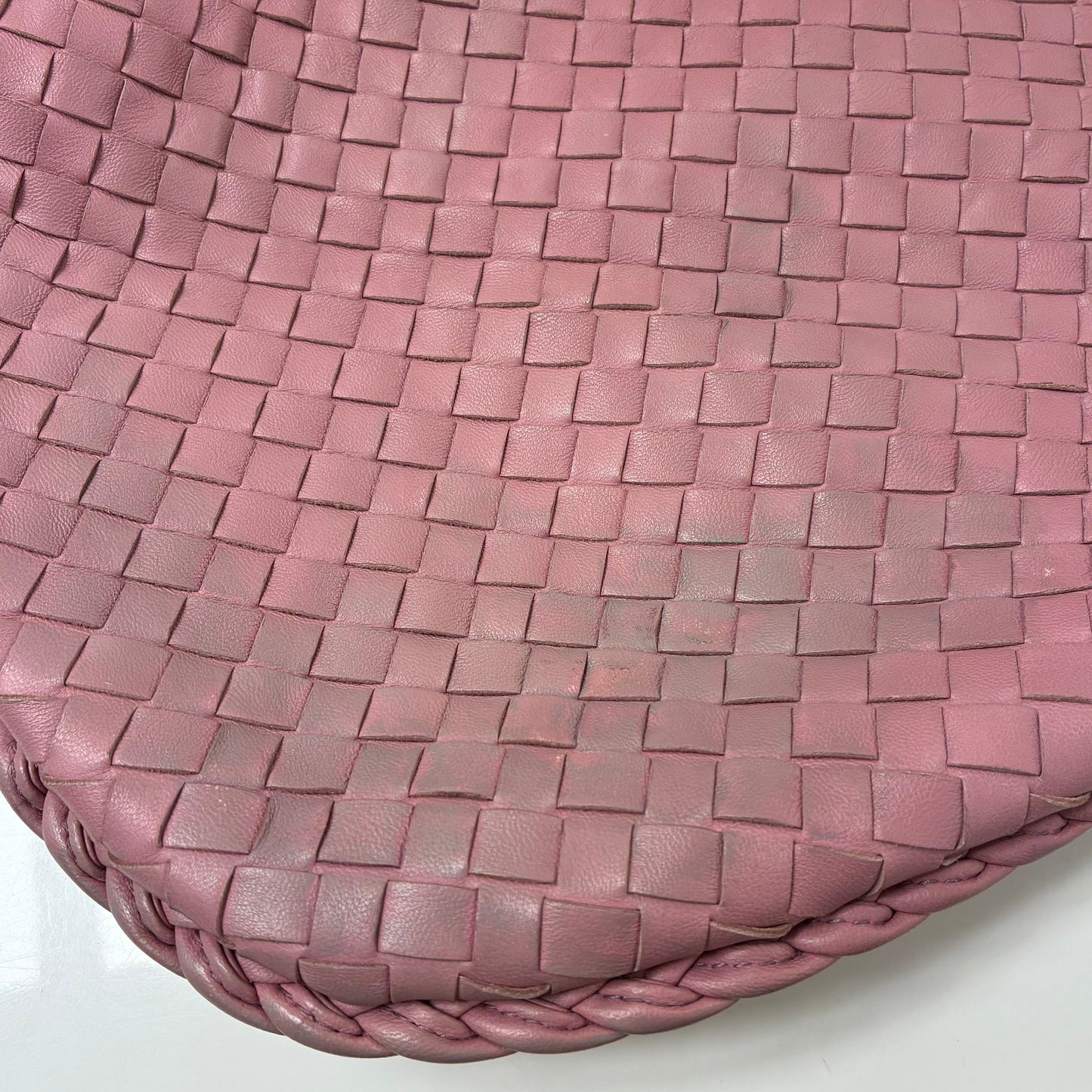 Bottega Veneta Pink Lambskin Intrecciato Hobo Handbag