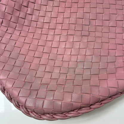 Bottega Veneta Pink Lambskin Intrecciato Hobo Handbag
