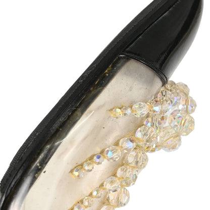 Chanel * Black Clear PVC Patent Leather Beads Mules Shoes #40