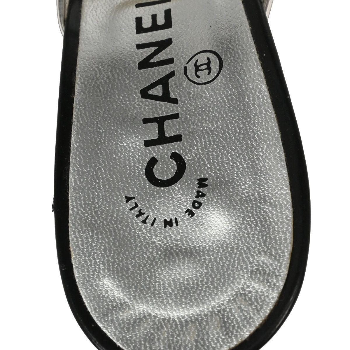 Chanel * Black Clear PVC Patent Leather Beads Mules Shoes #40