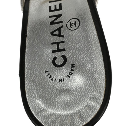 Chanel * Black Clear PVC Patent Leather Beads Mules Shoes #40