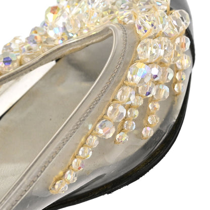 Chanel * Black Clear PVC Patent Leather Beads Mules Shoes #40