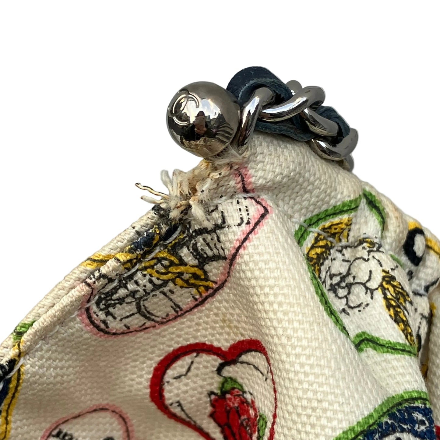Chanel White Canvas Valentine Chain Handbag