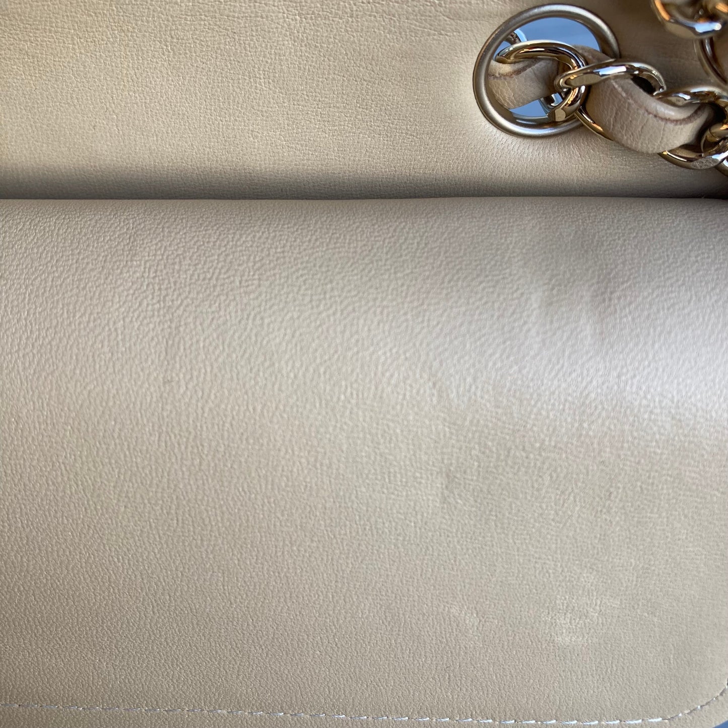 Chanel Beige Canvas Medium Classic Double Flap Shoulder Bag