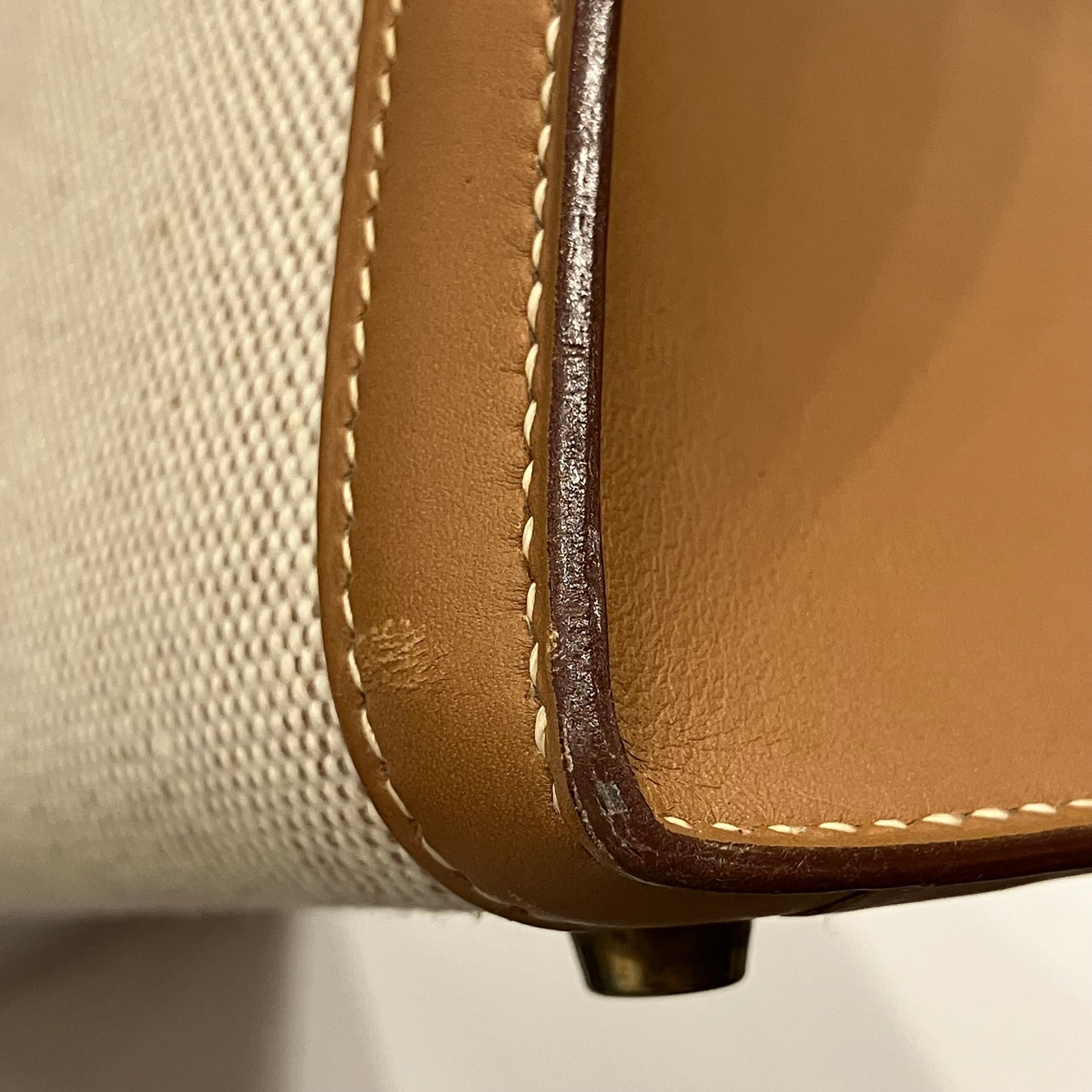 Hermes Beige Natural Toile H Vache Kelly 28 Sellier 2way Shoulder Handbag