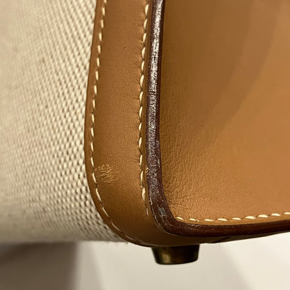 Hermes Beige Natural Toile H Vache Kelly 28 Sellier 2way Shoulder Handbag