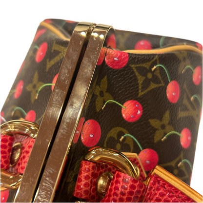 Louis Vuitton * Cherry Lizard Sac Fermoir GM Handbag M95002