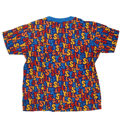 Yves Saint Laurent Logos Round Neck Short Sleeve Top Blue #150