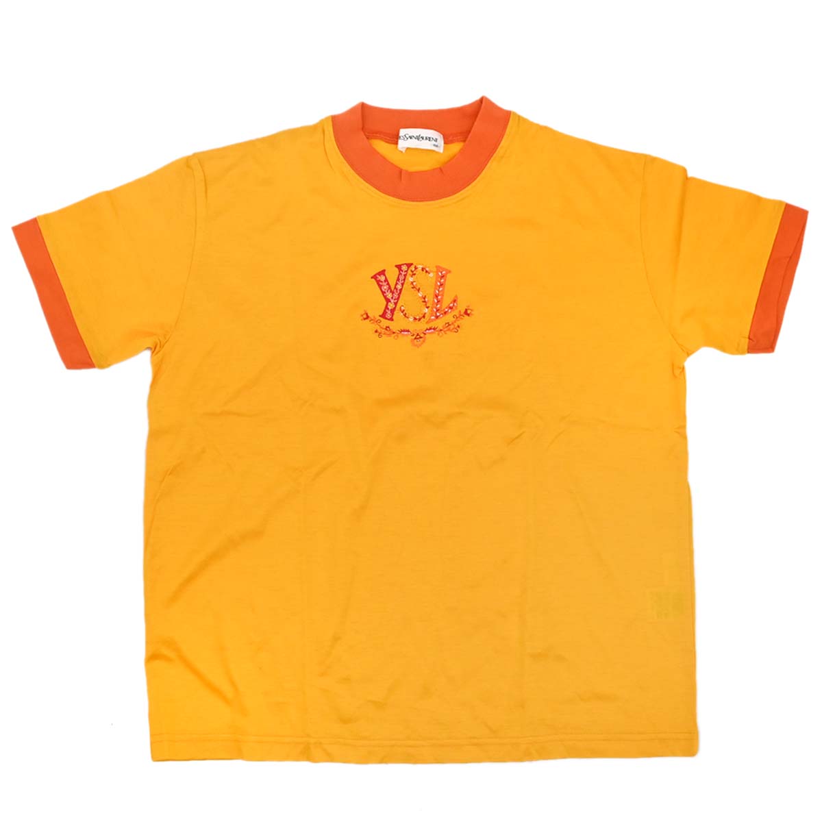 Yves Saint Laurent Logos Round Neck Short Sleeve Top Yellow #150
