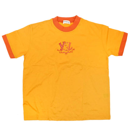 Yves Saint Laurent Logos Round Neck Short Sleeve Top Yellow #150