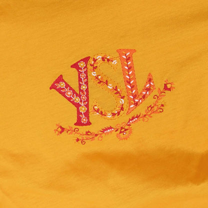 Yves Saint Laurent Logos Round Neck Short Sleeve Top Yellow #150