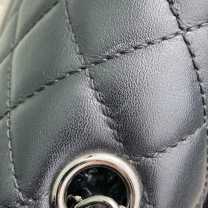 Chanel 2017 Black Lambskin Single Flap Shoulder Bag