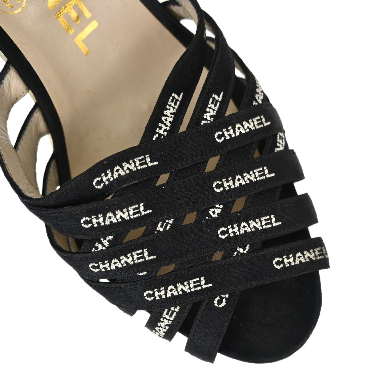 Chanel * Black Clear Canvas Acrylic Mules Shoes #36