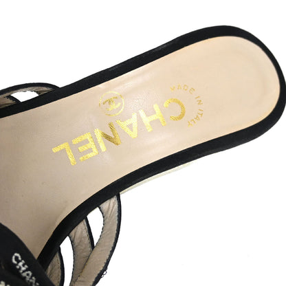 Chanel * Black Clear Canvas Acrylic Mules Shoes #36