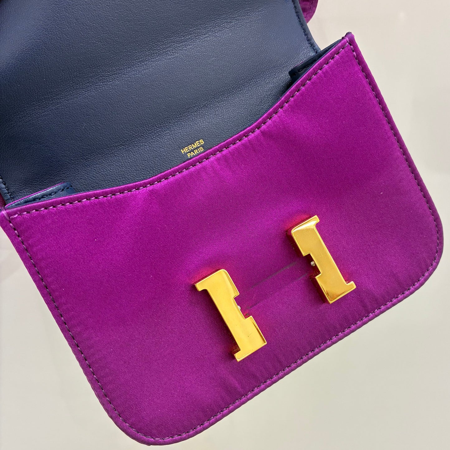 Hermes * 2010 Purple Silk Pochette Mini Constance