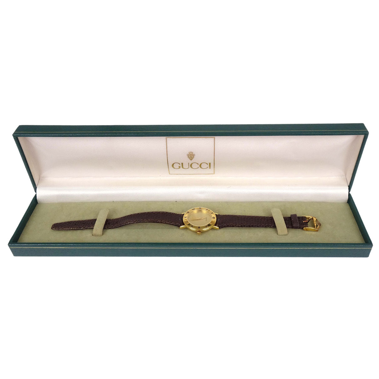 Gucci * 3000.2.L 25 mm Quartz Watch Wristwatch Gold Brown Lizard