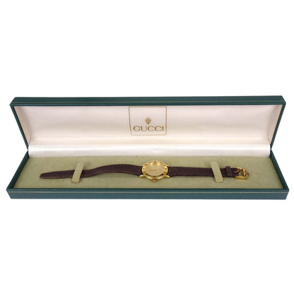 Gucci * 3000.2.L 25 mm Quartz Watch Wristwatch Gold Brown Lizard