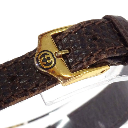 Gucci * 3000.2.L 25 mm Quartz Watch Wristwatch Gold Brown Lizard