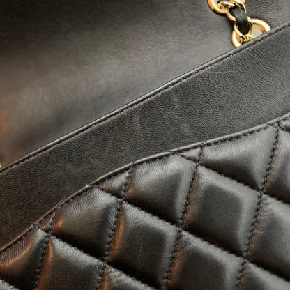 Chanel 2014 Black Lambskin Single Flap Shoulder Bag