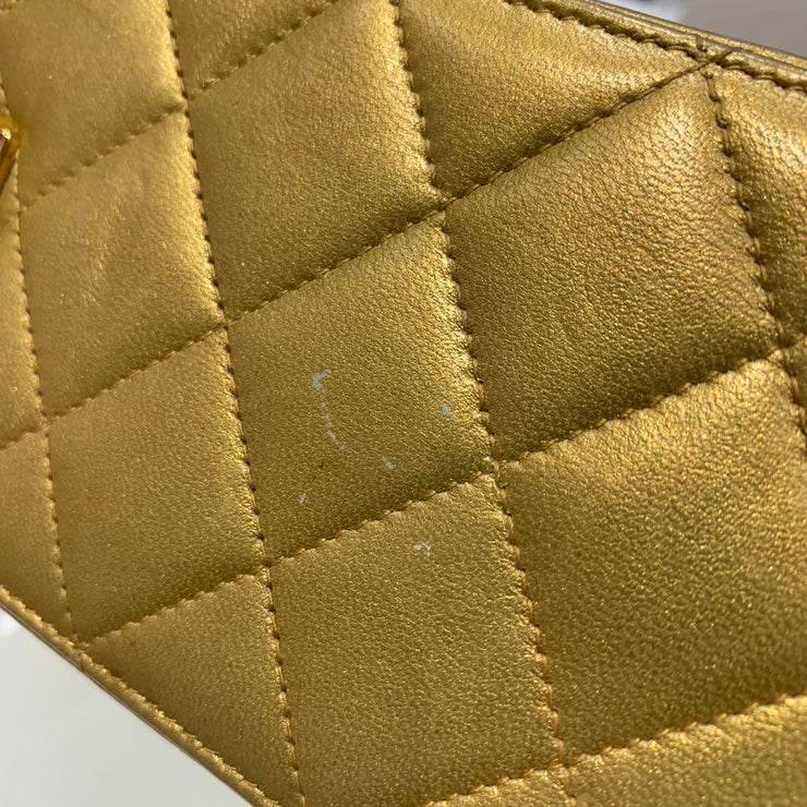 CHANEL 1991-1994 Gold Lambskin Vanity Shoulder Bag