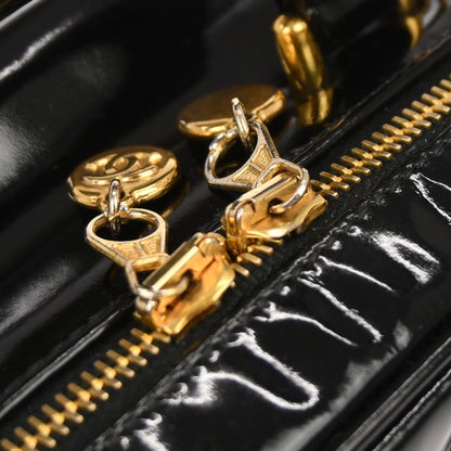 Chanel 1996-1997 Black Patent Leather Vanity 2way Shoulder Handbag