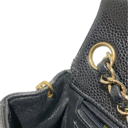 CHANEL 2003-2004 Classic Square Flap 17 Black Caviar