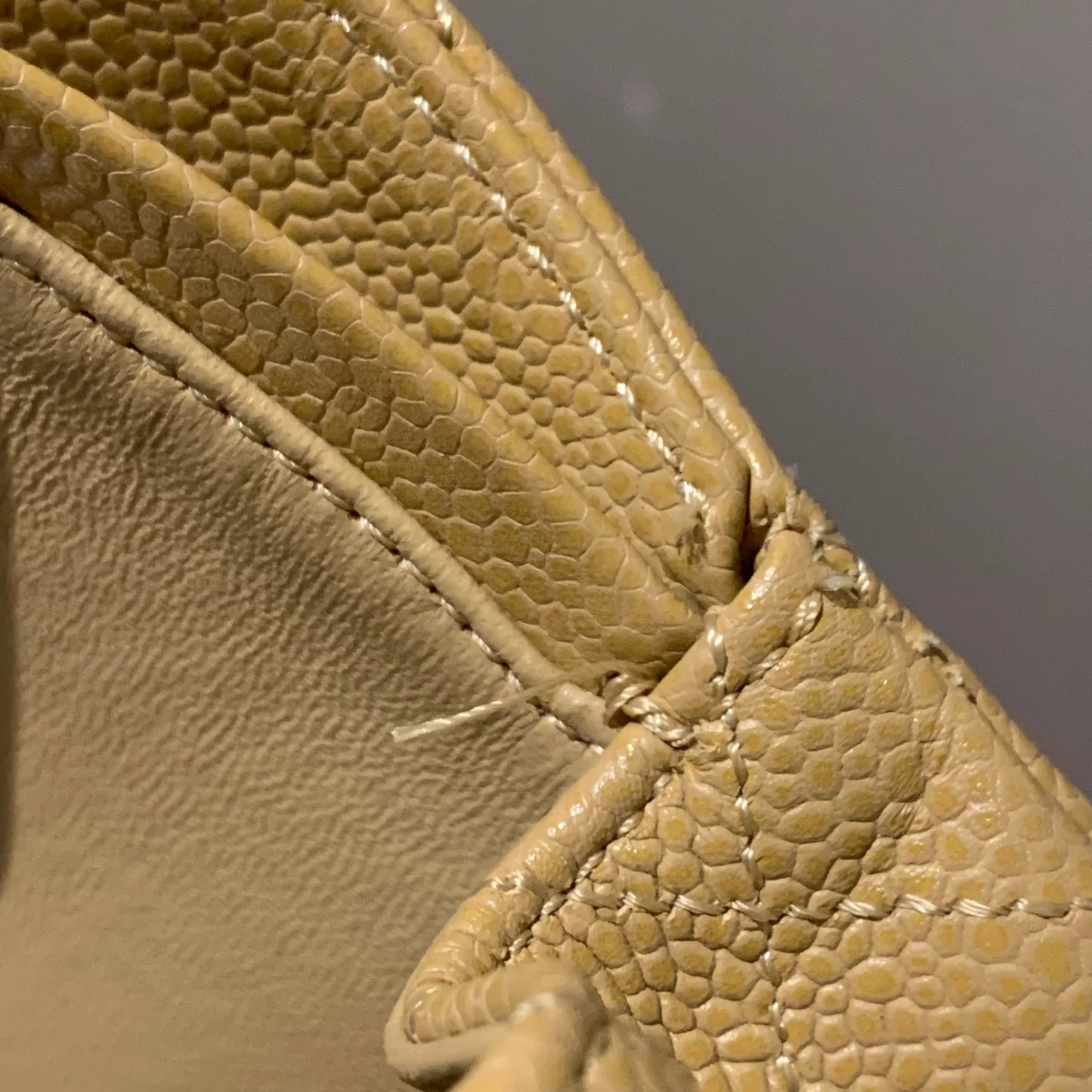 Chanel 2004-2005 Beige Caviar Medium Classic Double Flap Bag SHW