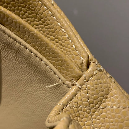 Chanel 2004-2005 Beige Caviar Medium Classic Double Flap Bag SHW