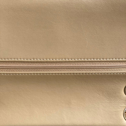Chanel Beige Canvas Medium Classic Double Flap Shoulder Bag
