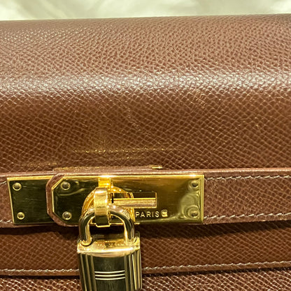 Hermes 1994 Marron Fonce Courchevel Kelly 32 Retourne 2way Shoulder Handbag