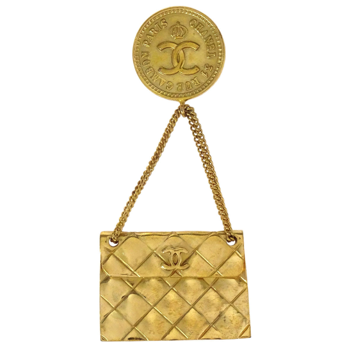 Chanel Dangle Brooch Pin Gold 93A