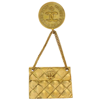 Chanel Dangle Brooch Pin Gold 93A